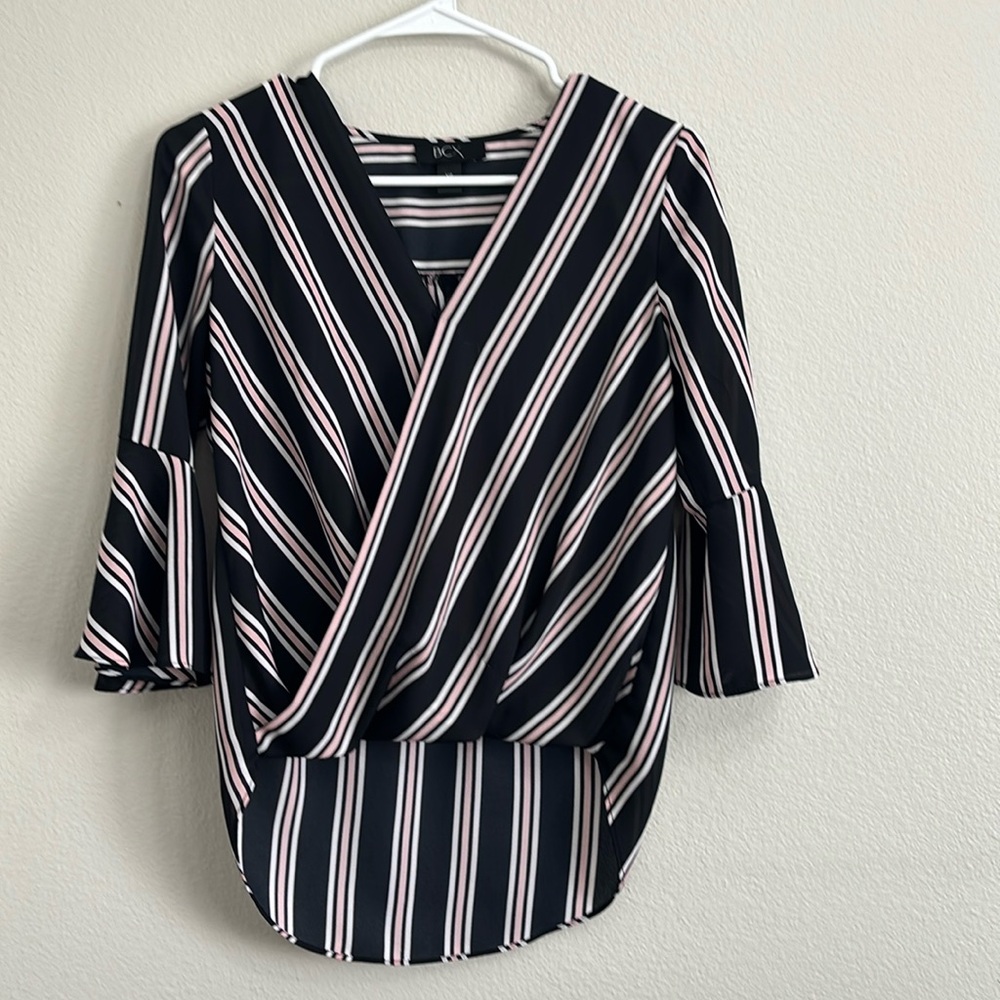 BCX Size XS Stripped Blouse Women MultiColor